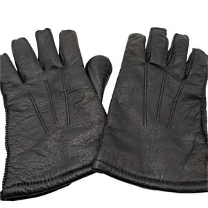 Vintage Pownes Genuine Leather Gloves‎ Driving Lined Black Womens Size Large